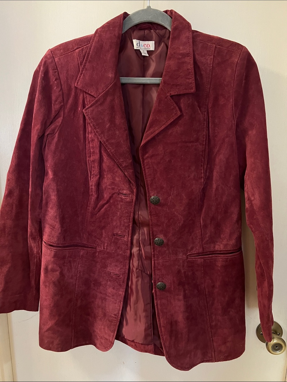 Women's Burgundy Suede Blazer Jacket